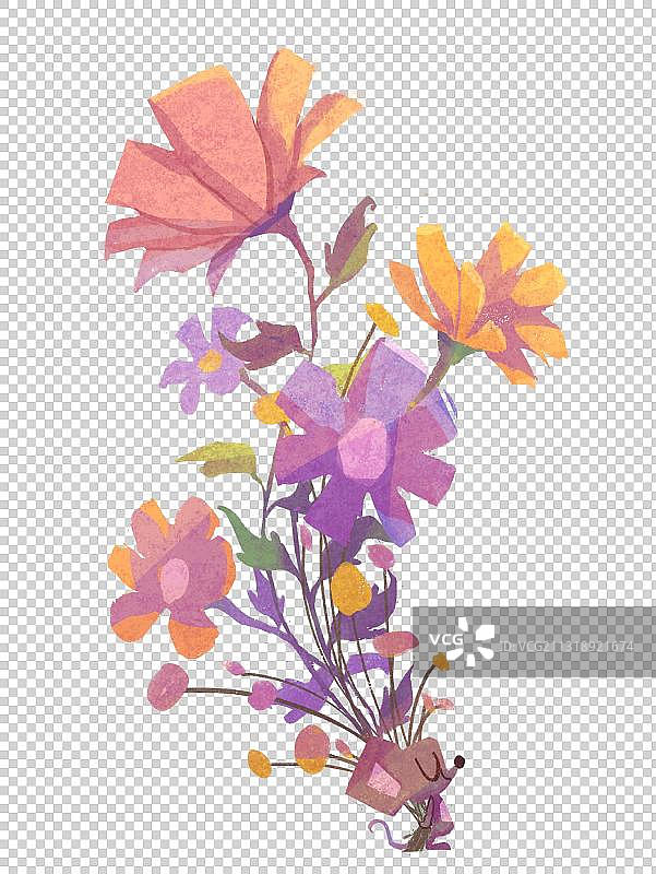 拿花的小老鼠图片素材