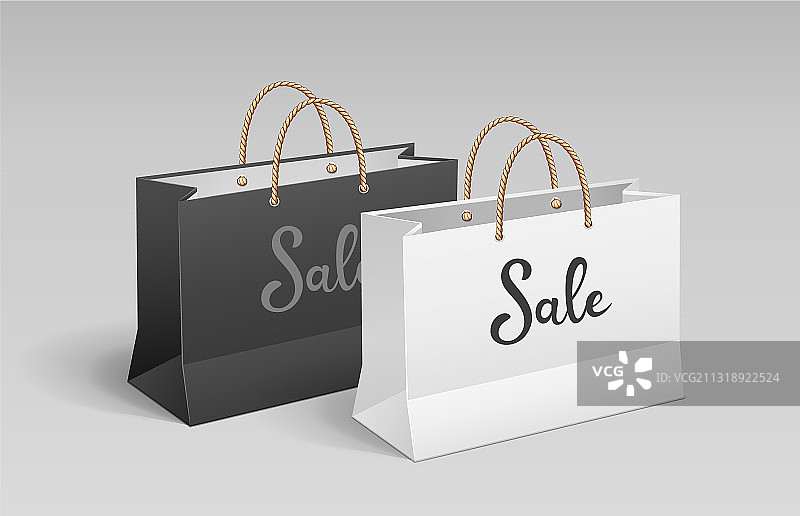 黑白纸质购物袋促销图片素材