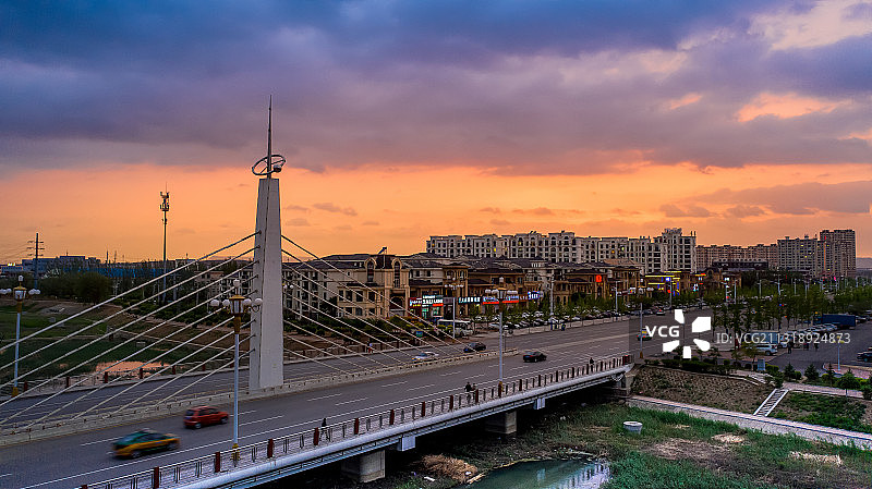 桥头晚霞图片素材