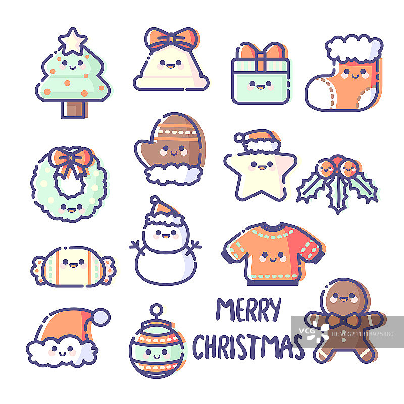 可爱mbe风圣诞小元素图片素材