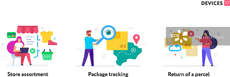 人物和包裹图标集图片素材