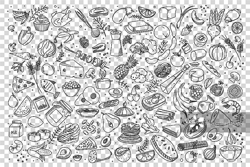 食物涂鸦套装图片素材