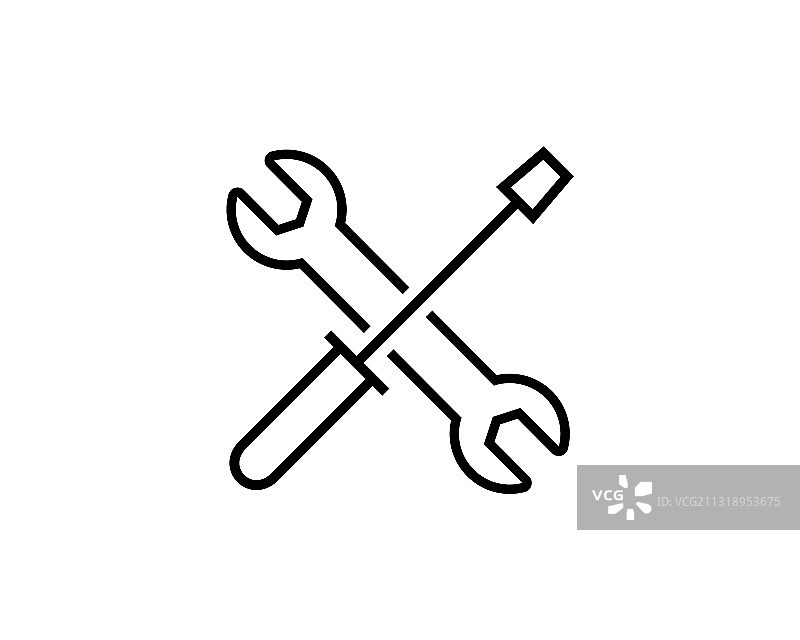 扳手和螺丝刀线条图标设置标志图片素材