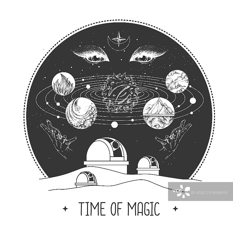 带有太阳系的天文台图片素材