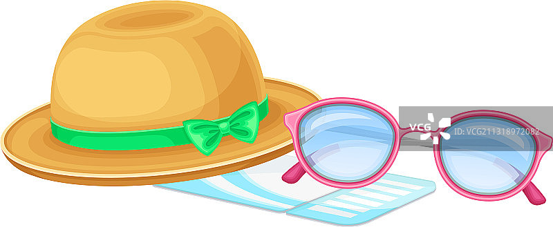 太阳镜与宽边女帽的夏日搭配图片素材