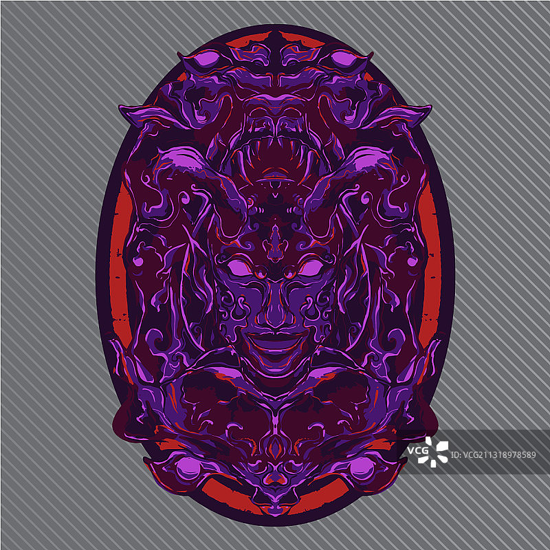 神话恶魔头像手绘艺术图片素材