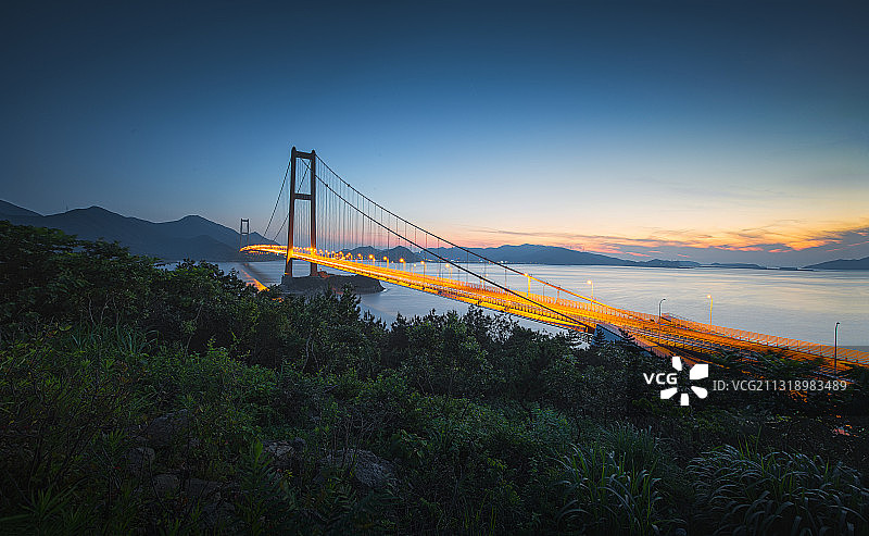 浙江舟山西堠门大桥夜景图片素材