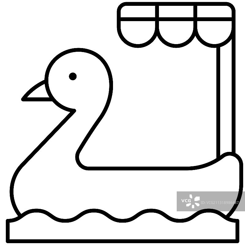鸭子脚踏船图标，夏季度假图片素材