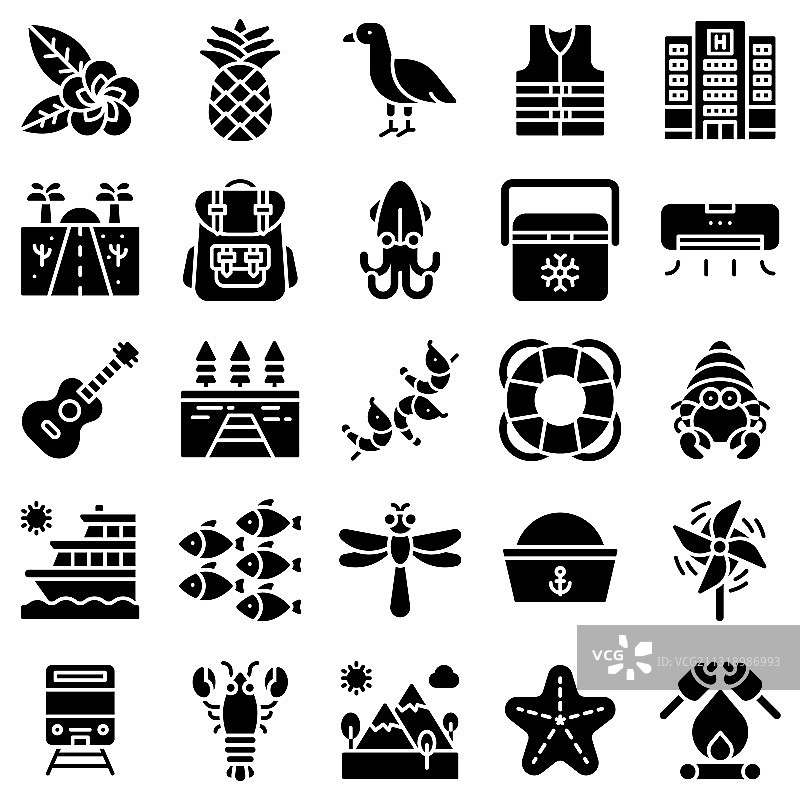 夏日度假相关图标实体风格5图片素材