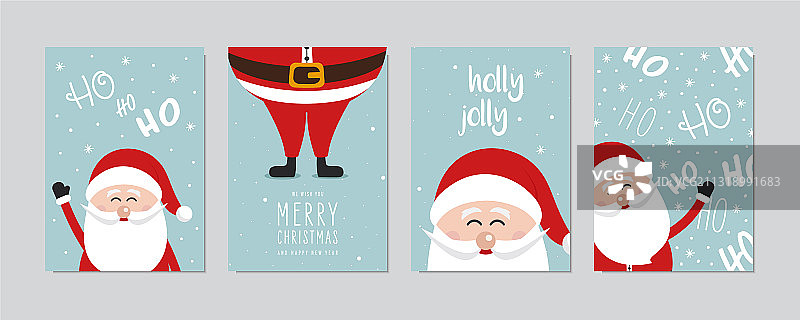 圣诞贺卡套装：圣诞快乐，新年快乐图片素材