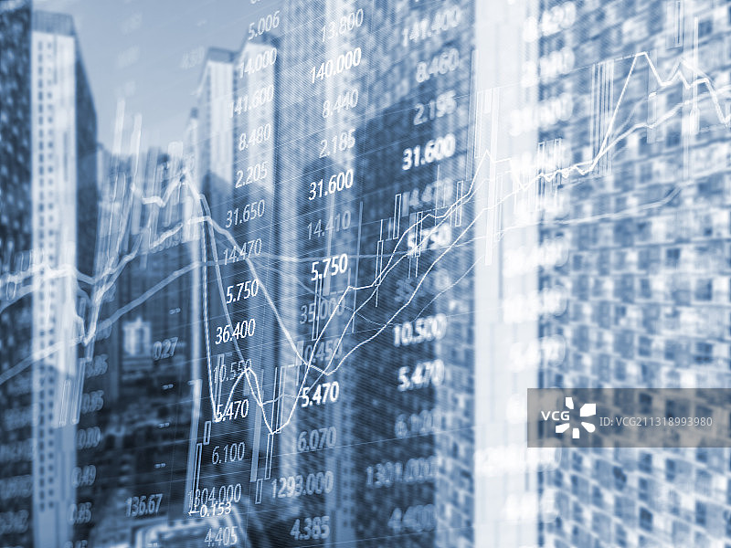 商业房地产楼市和金融股市股票交易数据背景图片素材