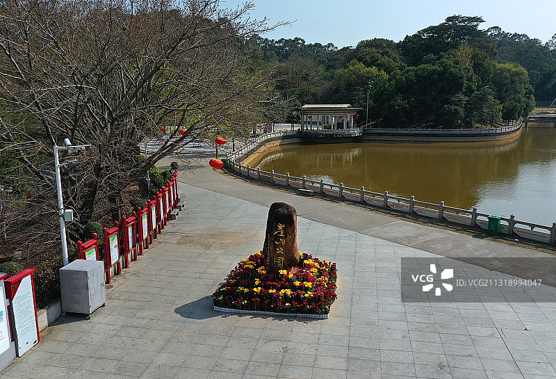 广东省东莞市塘厦镇崖山公园和碧桂园天麓山航拍图片素材
