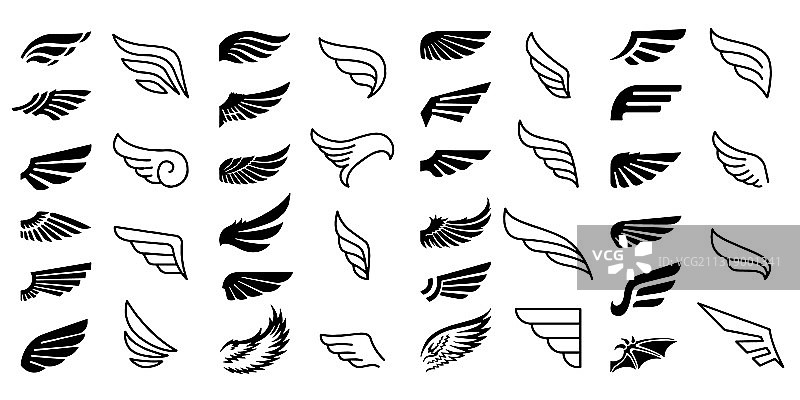 白色背景上的翅膀图标图片素材