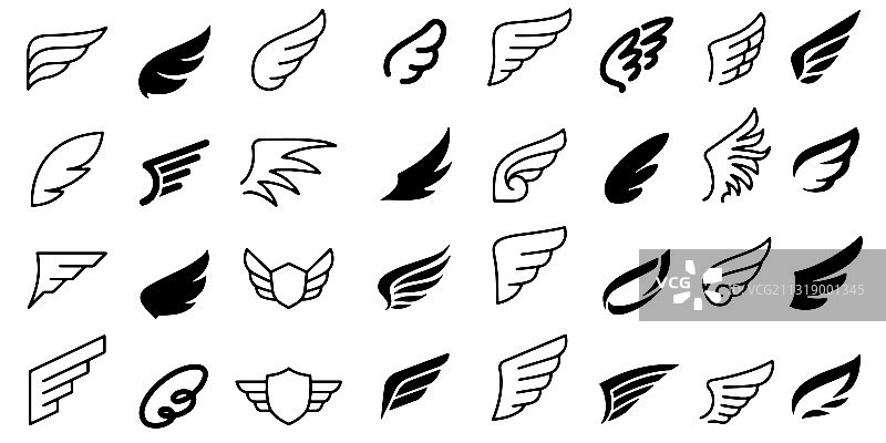 白色背景上的翅膀图标图片素材