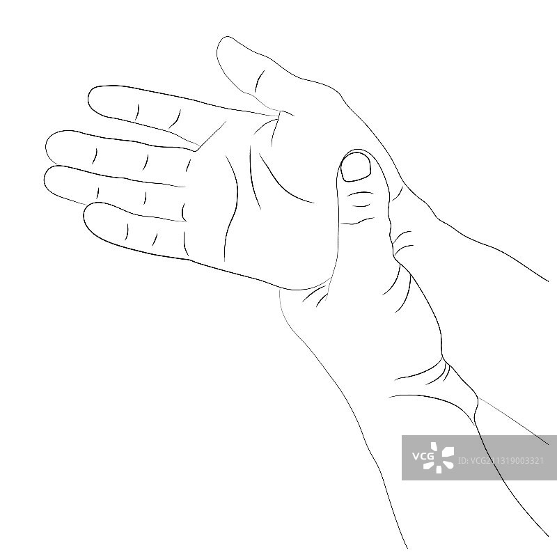 手腕疼痛，男子按住手腕图片素材