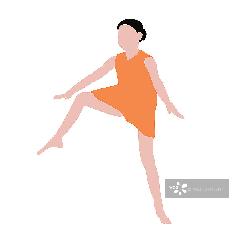 扁平风格的隔离儿童跳舞女孩图片素材