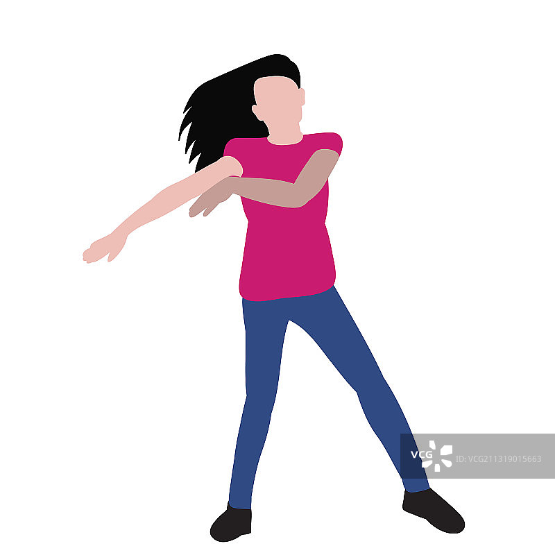 扁平风格的跳舞女孩图片素材
