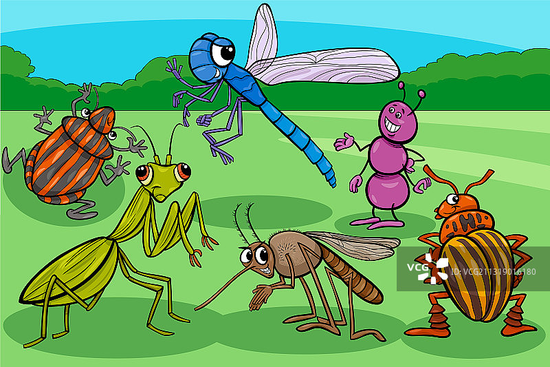 昆虫卡通形象组合图片素材