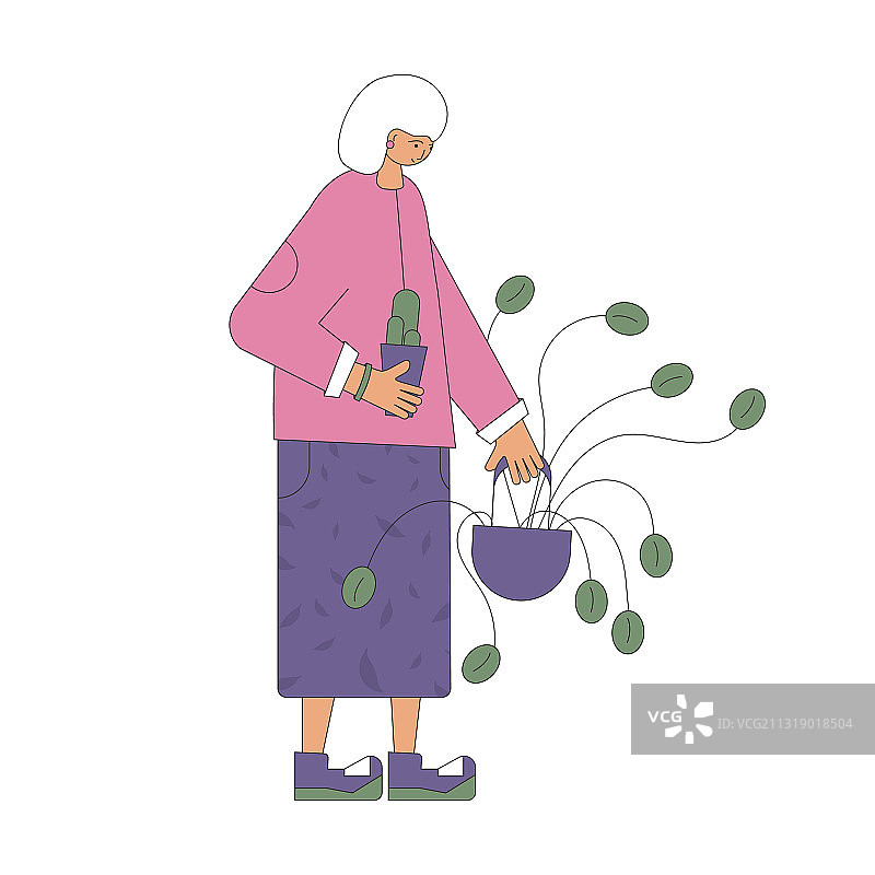 手捧室内盆栽的男人图片素材