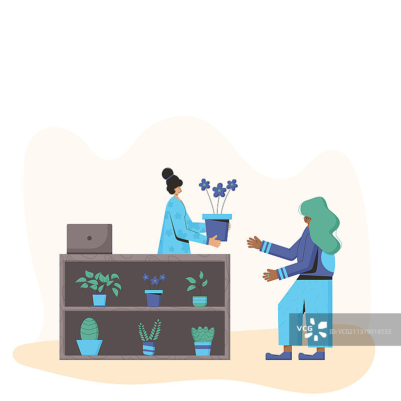 手捧室内盆栽的男人图片素材