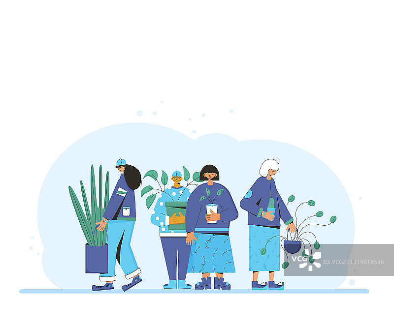 手捧室内盆栽的男人图片素材