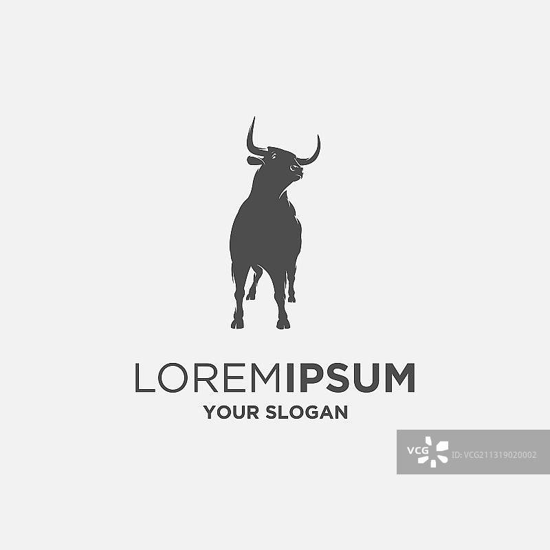 公牛头剪影标志图片素材