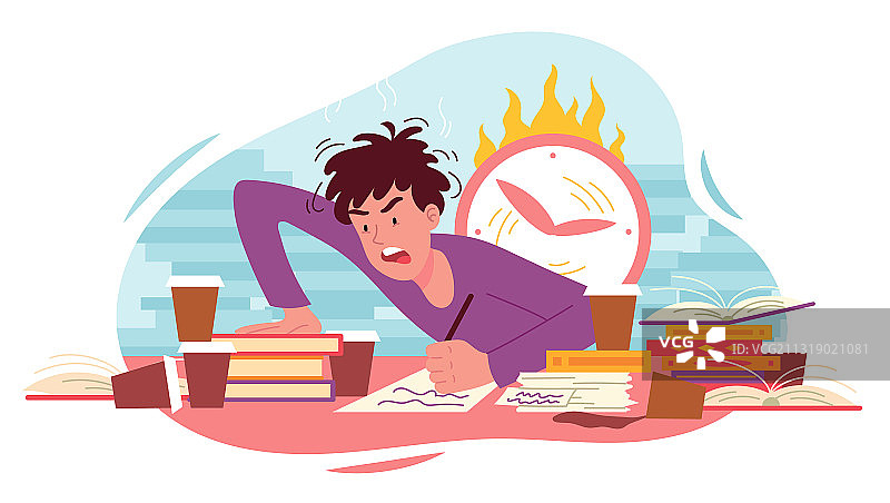 为截止日期而苦恼的学生图片素材