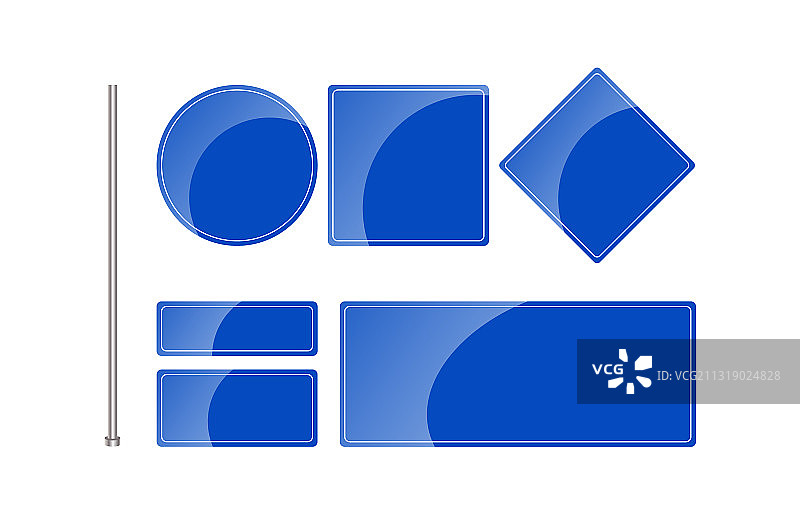 白色背景上的蓝色路标图片素材