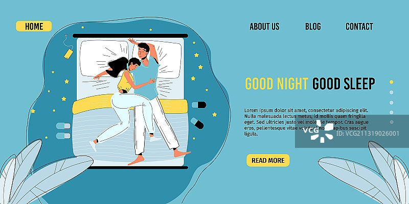 晚安，家庭健康睡眠日着陆页图片素材
