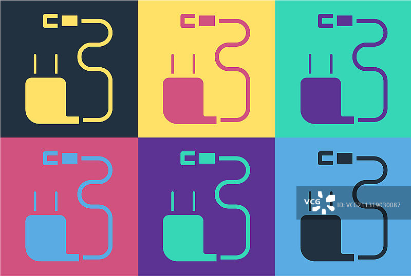 流行艺术充电器图标，隔离在彩色背景上图片素材