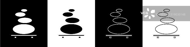 黑色背景上的热石堆图标图片素材