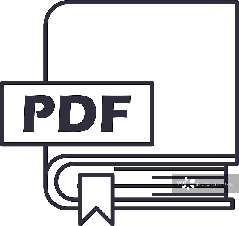 PDF电子书线条风格图标设计图片素材