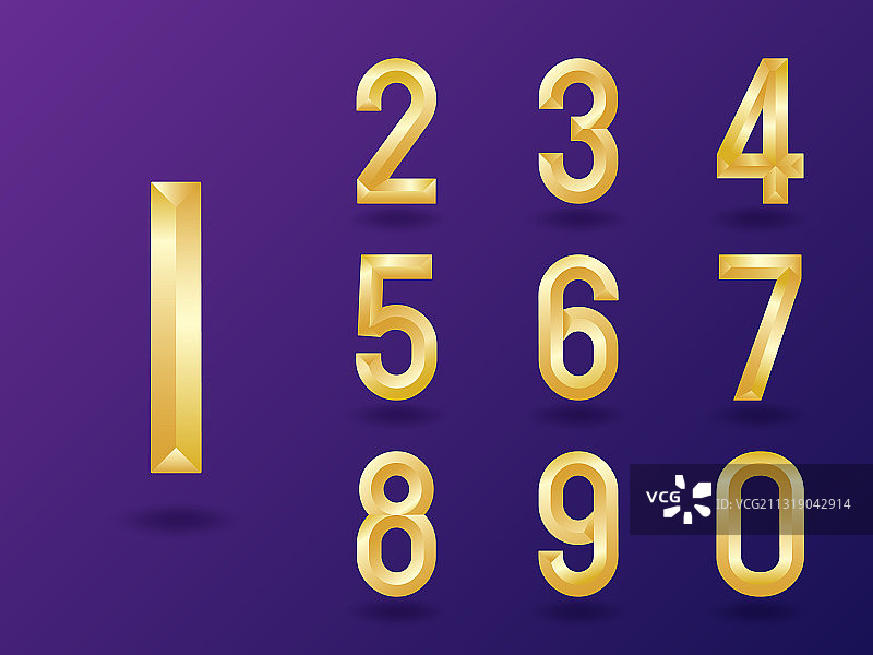 3D金色数字套装图片素材