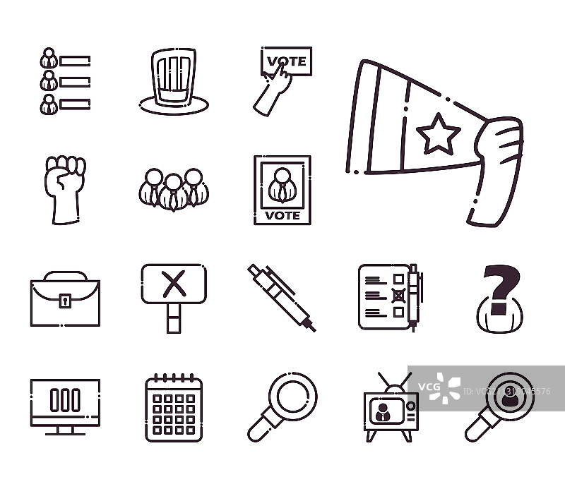 民主线性风格图标合集图片素材