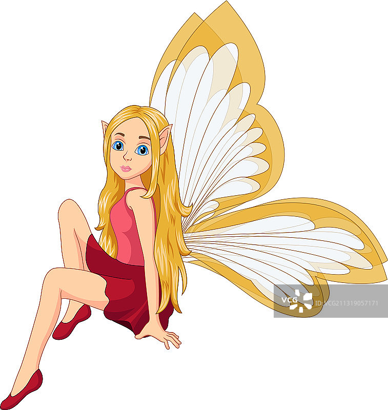 卡通可爱小仙女坐着图片素材