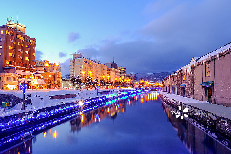 北海道小樽运河夜景图片素材