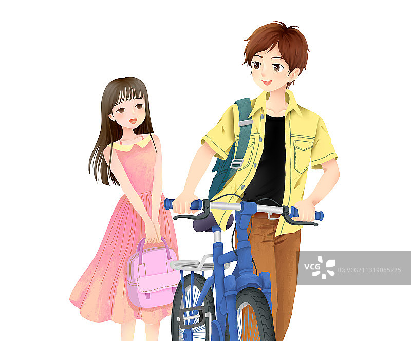 放学后路遇的男生女生图片素材