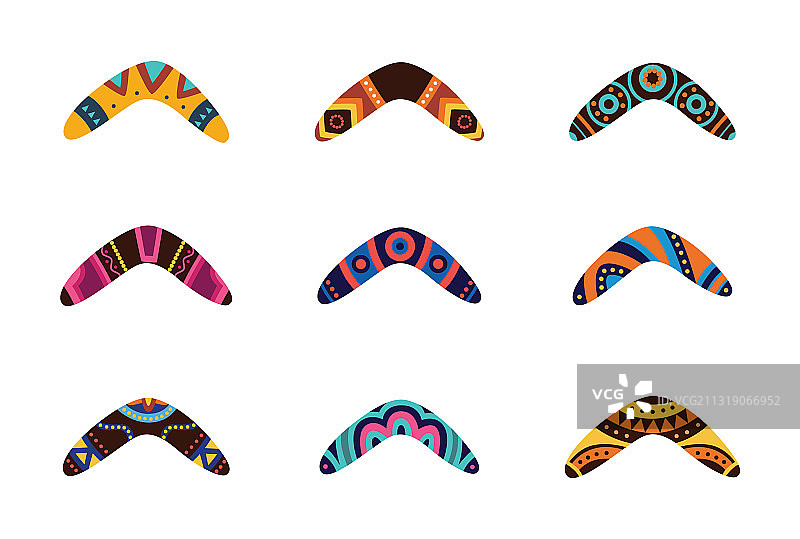 澳大利亚少数民族回旋镖卡通图案（扁平风格）图片素材