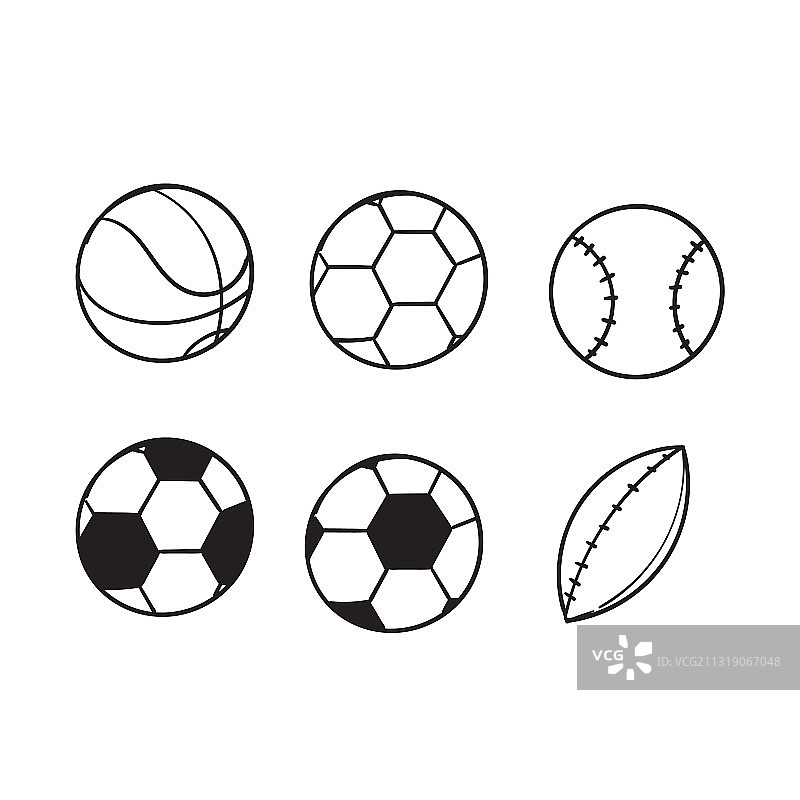 手绘涂鸦运动球类图标合集图片素材