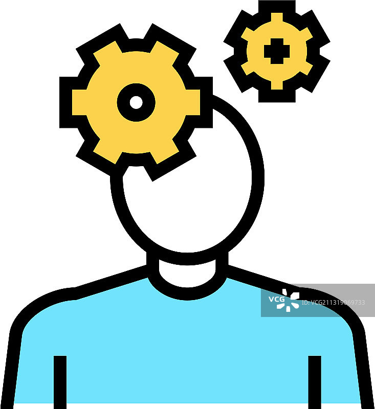 自闭症心理疾病彩色图标图片素材