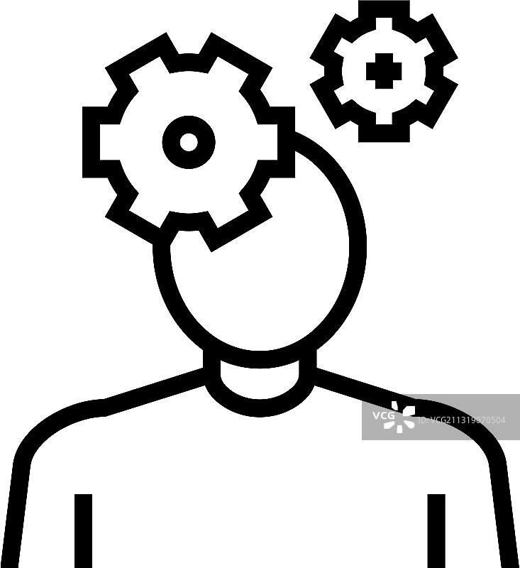 孤独症心理疾病线性图标图片素材