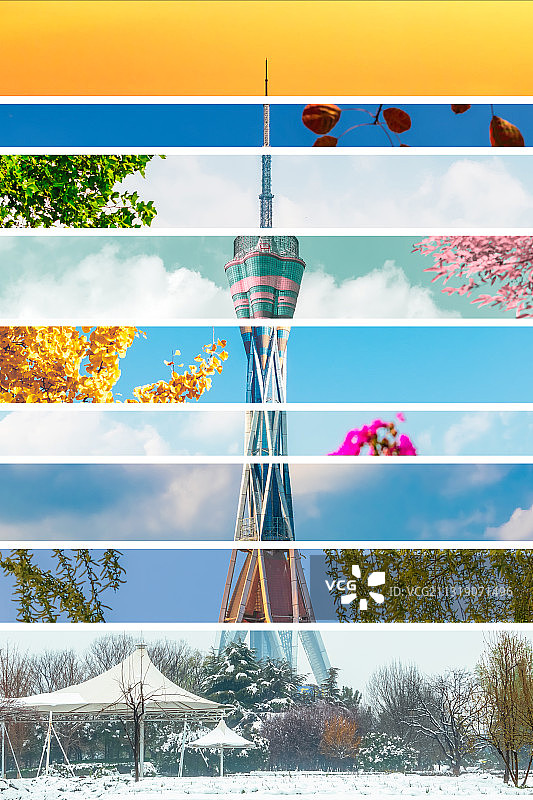 河南郑州地标建筑中原福塔春夏秋冬四季植物户外风光切片图片素材