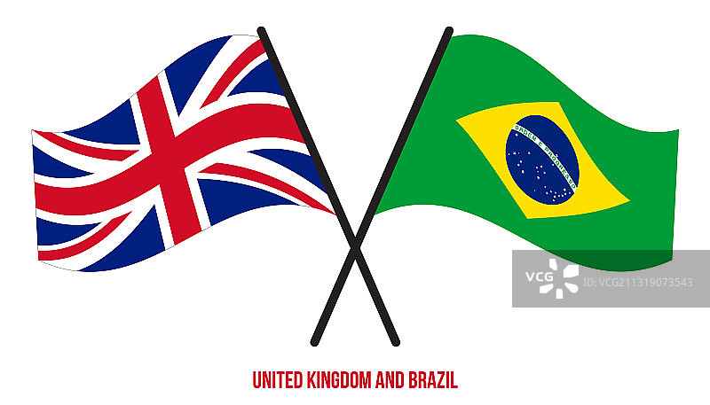 英国和巴西国旗交叉图片素材