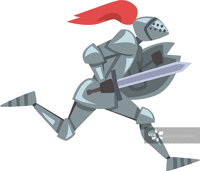 奔跑的中世纪骑士侧视图图片素材