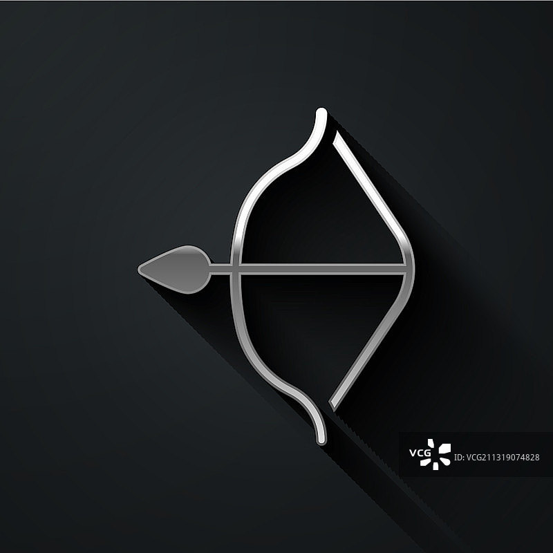 银色中世纪弓箭图标图片素材