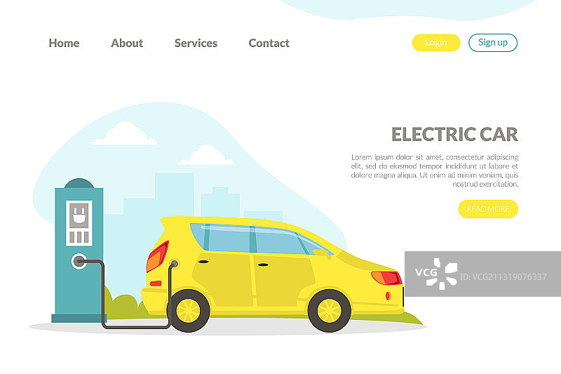 电动汽车着陆页混合动力车图片素材