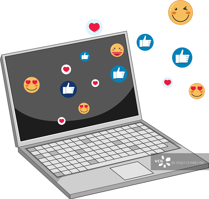 带有Facebook社交媒体图标主题的笔记本图片素材