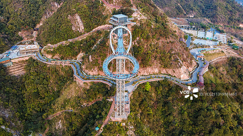 清远市黄腾峡玻璃桥航拍图片素材