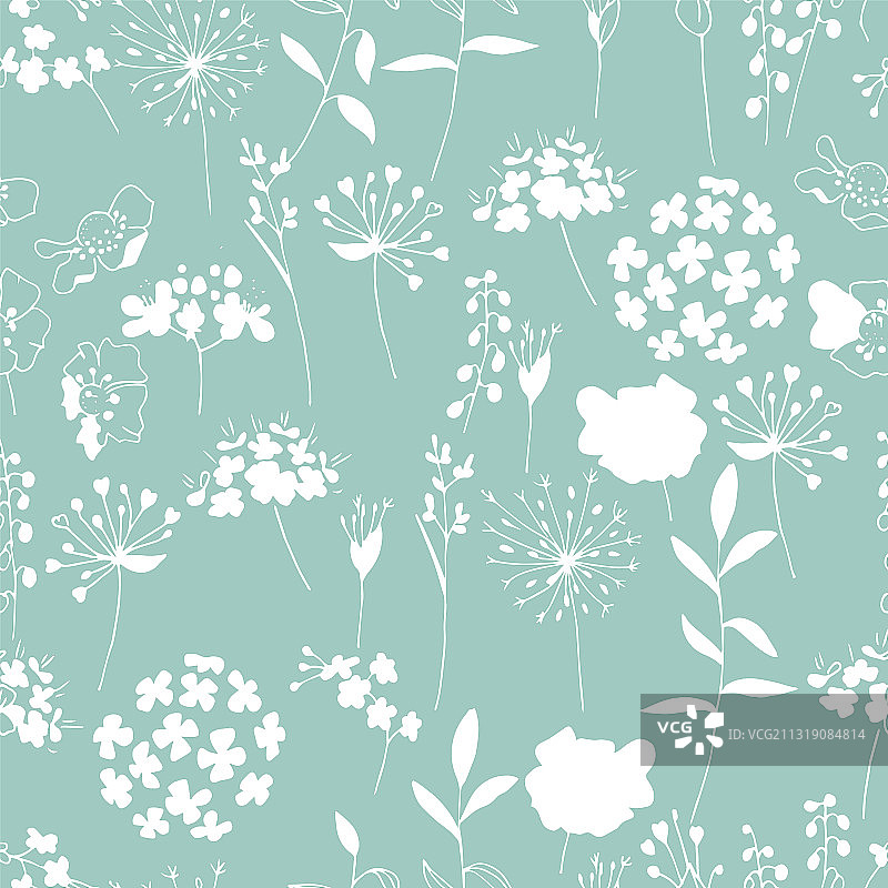 蓝色夏季小花无缝图案图片素材