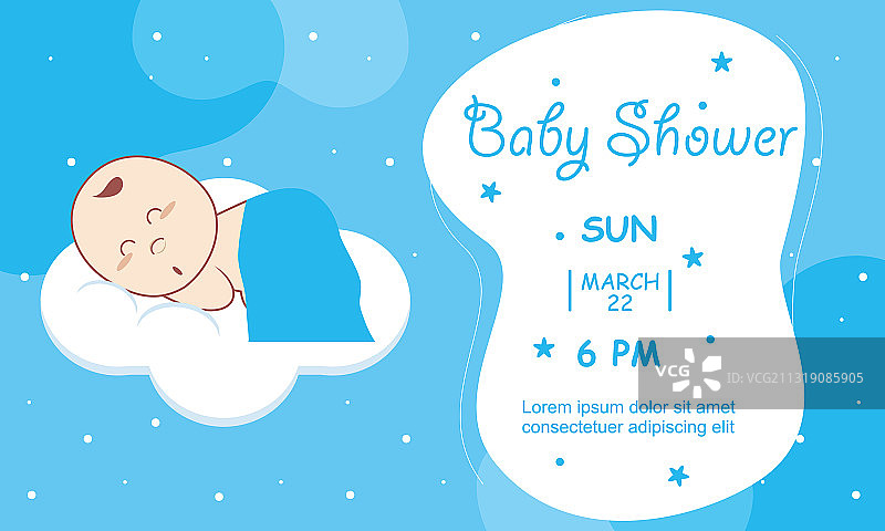 男宝宝婴儿欢迎会邀请函模板图片素材